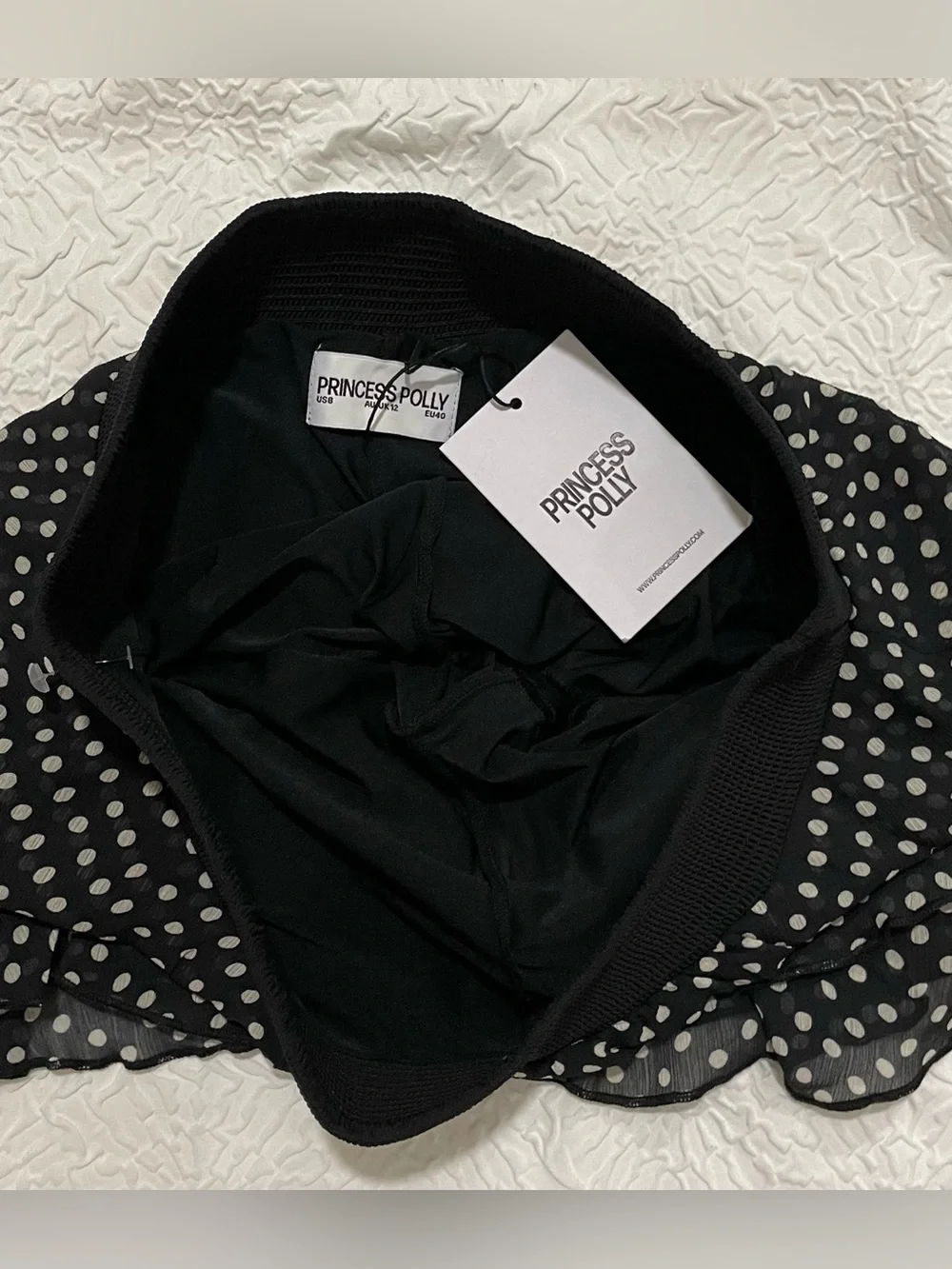 Princess Polly Ready To Party Frill Skort Black Polka Dot Size 8 - Picture 7 of 10